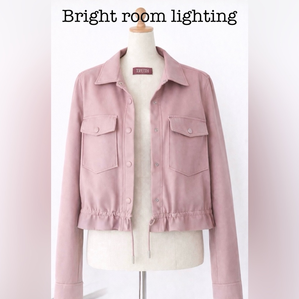 Women's Cute Mauve Pink Leather Cardigan